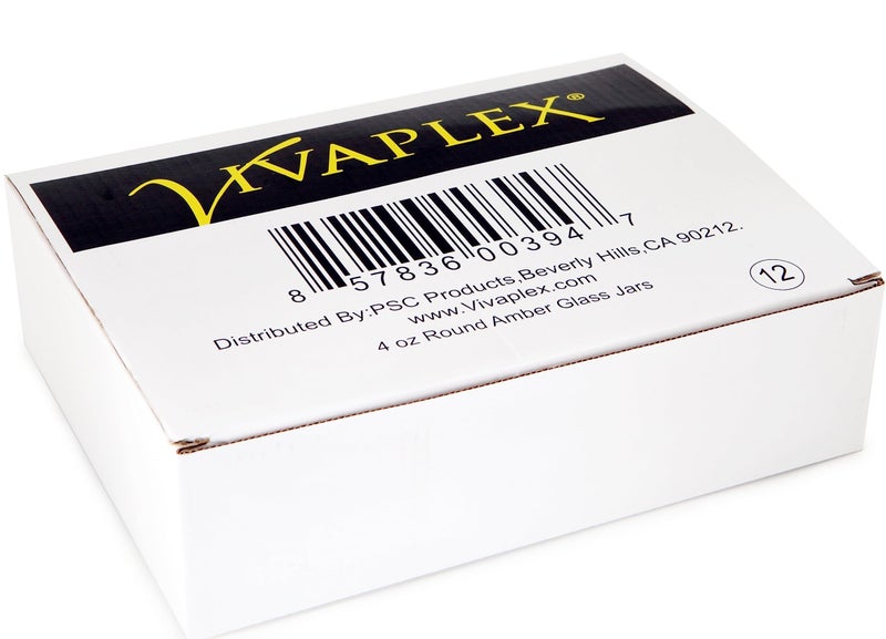 Vivaplex, 12, Amber, 4 oz, Round Glass Jars, with Inner Liners and black Lids - Image 2