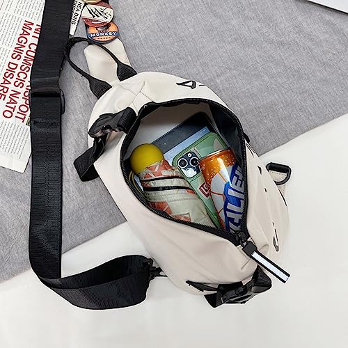 GUSTAVE® Crossbody Bag For Unisex With 3Pcs Badges, Waterproof Sling Bag Large Shoulder Bag With Adjustable Strap For Commuting Travel Outdoor Activities Cycling, White - Image 5