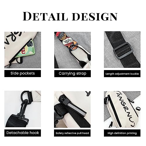 GUSTAVE® Crossbody Bag For Unisex With 3Pcs Badges, Waterproof Sling Bag Large Shoulder Bag With Adjustable Strap For Commuting Travel Outdoor Activities Cycling, White - Image 4