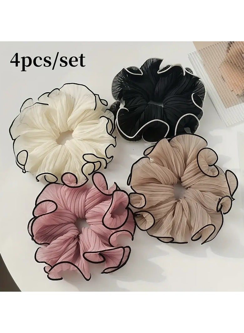 4 قطع من ربطات الشعر المصنوعة من القماش الأنيقة وبألوان بسيطة للنساء، ربطات شعر مجملة تناسب الاستخدام اليومي وجميع الأعمار - Image 1