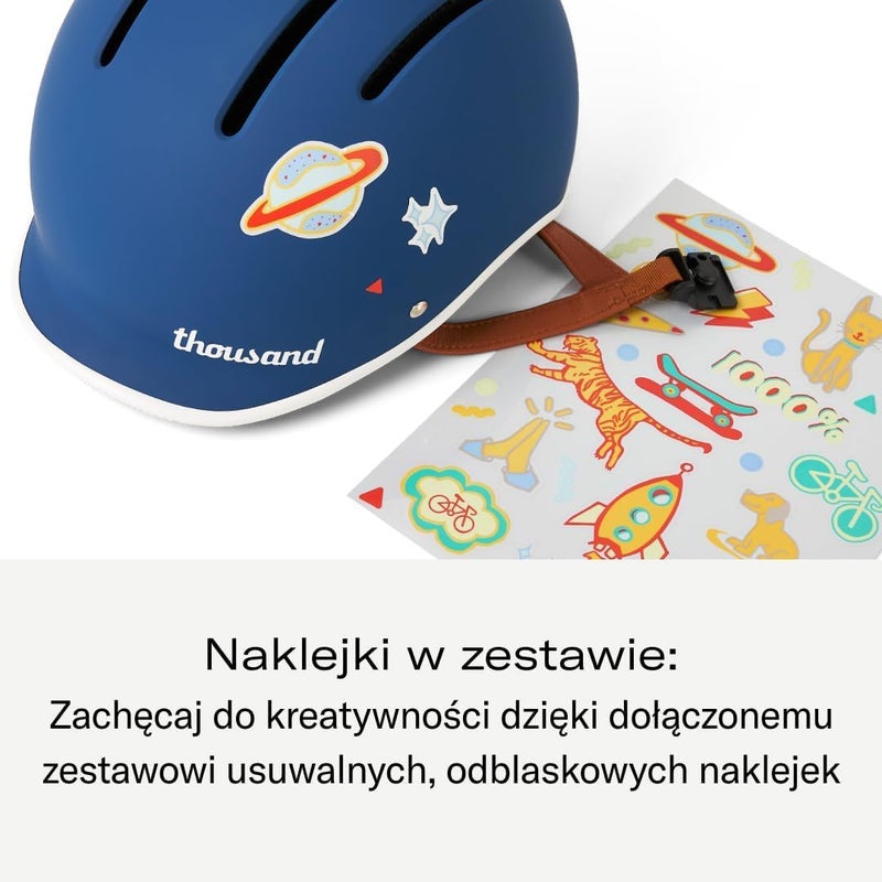 Thousand Kids Helmet â€“ Free Reflective Sticker Pack to Customize, No Pinch Magnetic Buckle, Multi Sport Safety CSPC ASTM CE Certified â€“ Jr Collection (Blazing Blue, Nylon Straps) - Image 3