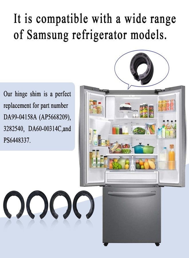 WFCYX 4 Pcs Upgraded DA99-04158A Hinge Shim Refrigerator Door Height Adjustment Kits, Replacement Parts for Samsung 3282540, DA60-00314C, PS6448337 AP5668209,4 Different Thickness - Image 4