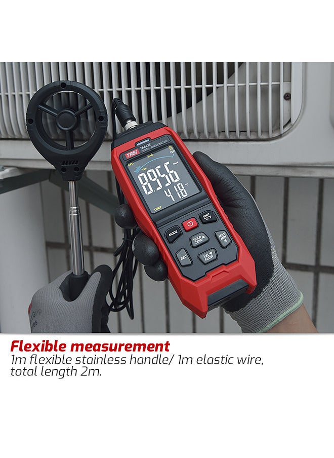 TASI - TASI TA642B Digital Anemometer Handheld Wind Speed Meter Measuring Air Flow Speed Wind Temperature LCD Backlight Display TA642B - Image 1