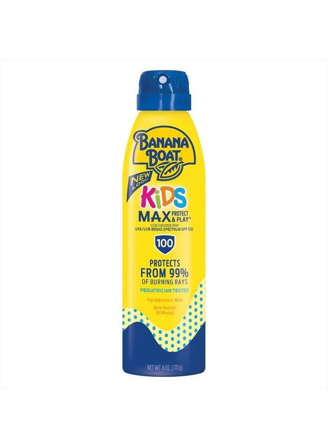 BANANA BOAT UltraMist Kids MAX Protect & Play Clear Spray Sunscreen SPF 100: 6 OZ - Image 1
