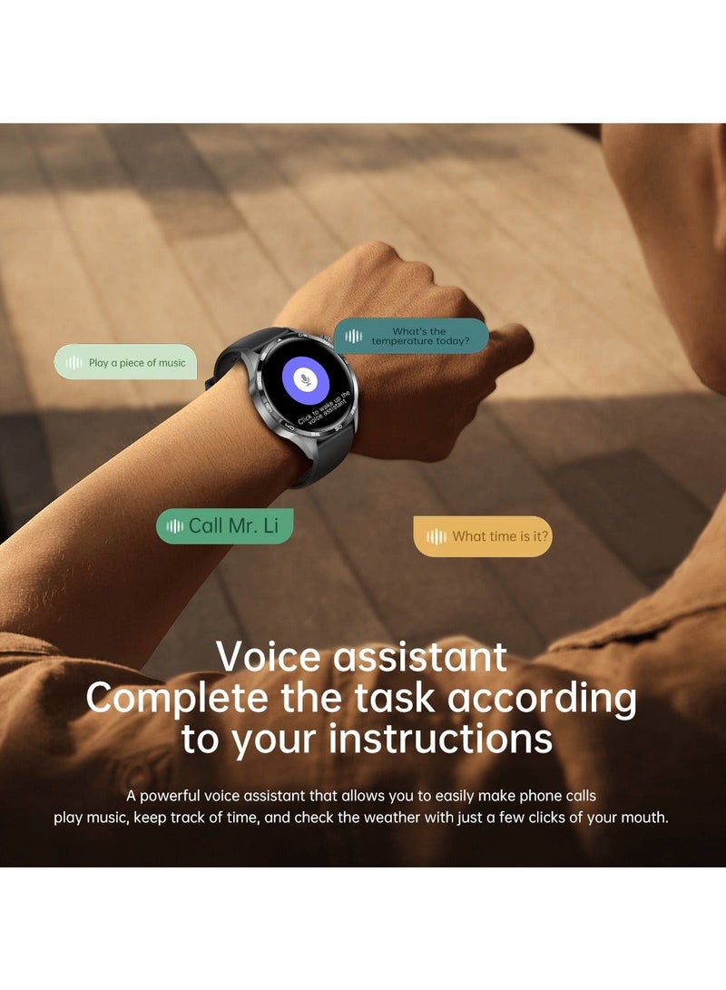 رولستيمي ساعة ذكية للرجال ، شاشة تعمل باللمس عالية الوضوح 1.53 بوصة ، GPS لتحديد المواقع ، مكالمة بلوتوث ، مراقبة الصحة ، IP67 الرياضية للماء ، WATCH5PRO الشريط الأسود - Image 5