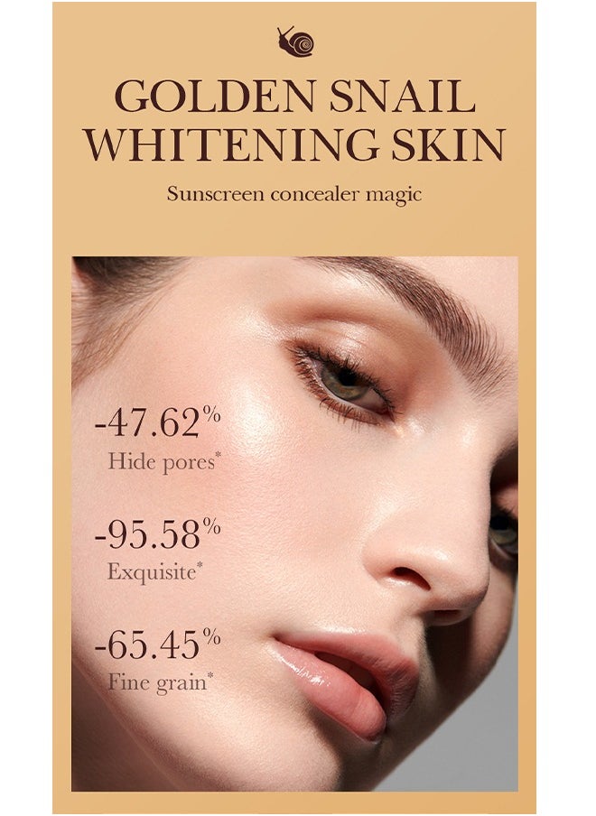 EELHOE Golden Snail Liquid Hydration Repair BB Cream-Natural Snail BB Cream 50ml, Full Coverage BB Cream  Long Lasting Waterproof Oil Control Concealer Foundation Cream Natural Foundation Makeup for Women#01  - Image 5