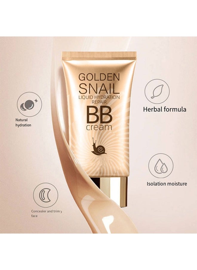 EELHOE Golden Snail Liquid Hydration Repair BB Cream-Natural Snail BB Cream 50ml, Full Coverage BB Cream  Long Lasting Waterproof Oil Control Concealer Foundation Cream Natural Foundation Makeup for Women#01  - Image 3