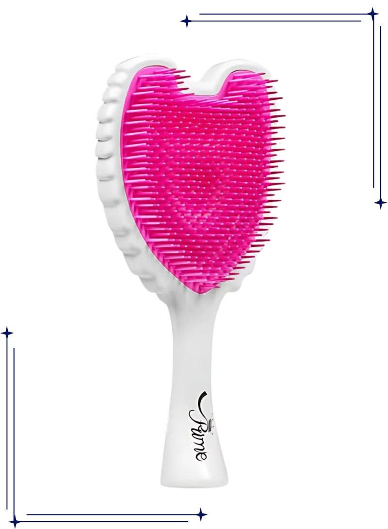 فرشاة شعر مشط لفك تشابك الشعر ويت تانجلر للنساء - شعيرات بيضاء وردية لامعة - Image 1