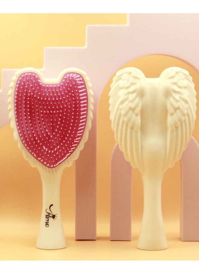 فرشاة شعر مشط لفك تشابك الشعر ويت تانجلر للنساء - شعيرات بيضاء وردية لامعة - Image 4