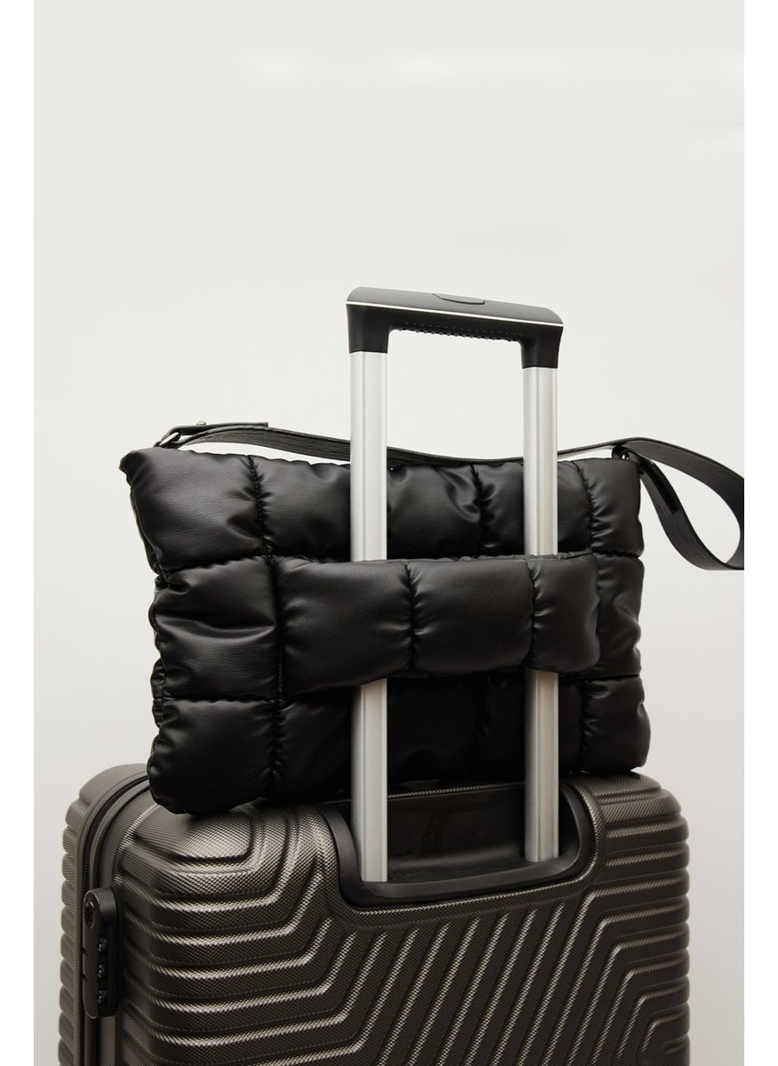 Manuka - Kapitone Leather Soft Bag Black - Image 1