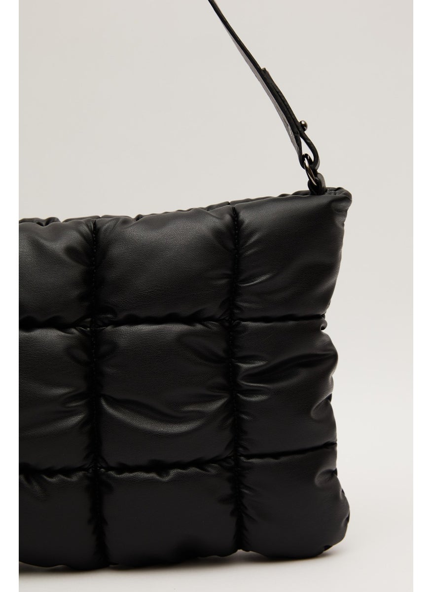 Manuka - Kapitone Leather Soft Bag Black - Image 1