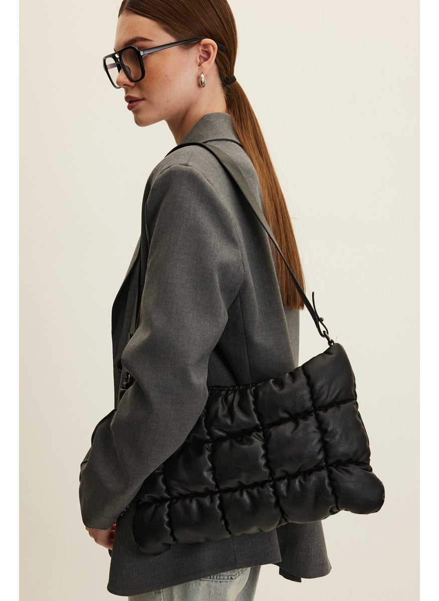 Manuka - Kapitone Leather Soft Bag Black - Image 1