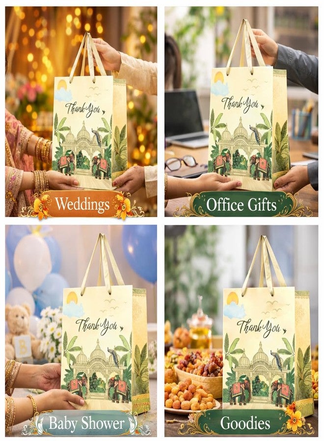 FONSIE paper bags || Luxury small gift bags (10 * 8 * 4 inches) gift bags for gifting in wedding, Diwali, baby shower, birthday, return gifts, goodies-Pack Of 5 (Hathi). - Image 3