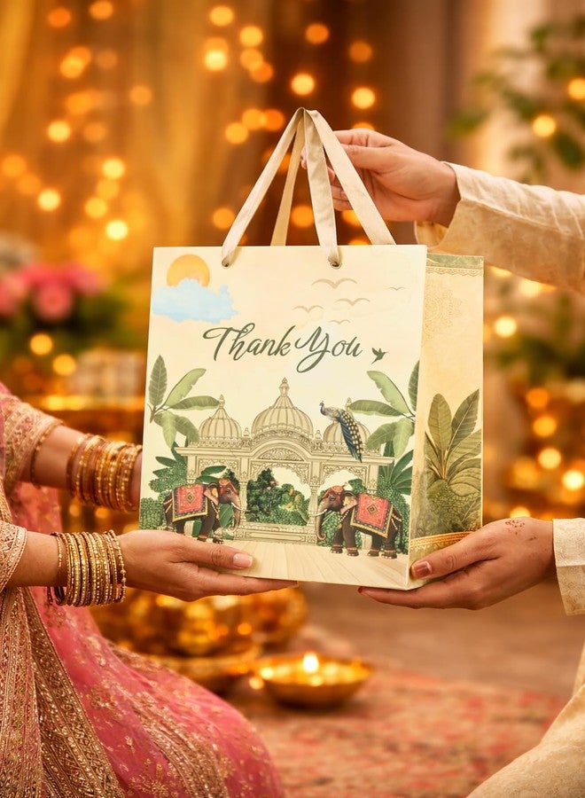 FONSIE paper bags || Luxury small gift bags (10 * 8 * 4 inches) gift bags for gifting in wedding, Diwali, baby shower, birthday, return gifts, goodies-Pack Of 5 (Hathi). - Image 5