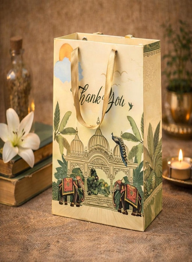 FONSIE paper bags || Luxury small gift bags (10 * 8 * 4 inches) gift bags for gifting in wedding, Diwali, baby shower, birthday, return gifts, goodies-Pack Of 5 (Hathi). - Image 1