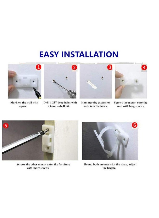 HUAHA 6 pack Anti Tip Furniture Wall Anchors Kit Furniture Straps for Baby Proofing Safety Child Safety Straps Earthquake Resistant for Dresser Cabinet Bookshelf,Bearing 150Ib Adjustable Nylon Straps - Image 1
