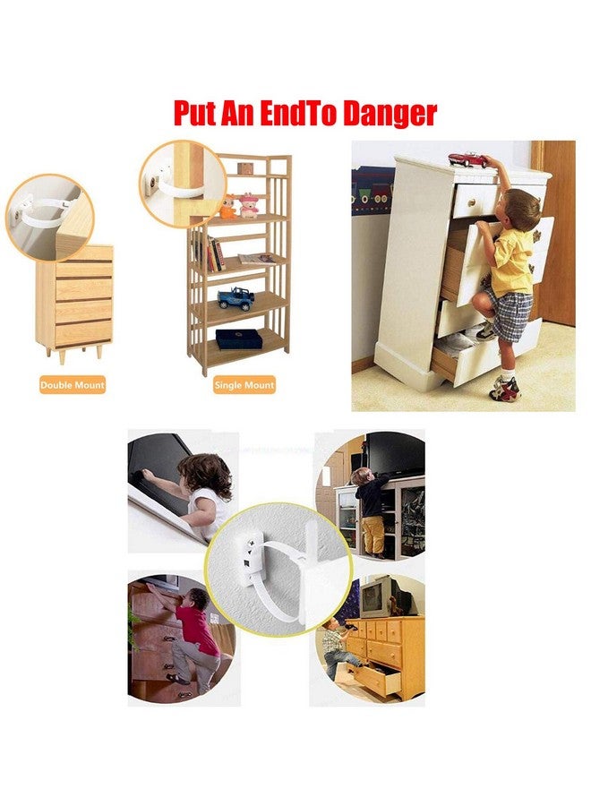 HUAHA 6 pack Anti Tip Furniture Wall Anchors Kit Furniture Straps for Baby Proofing Safety Child Safety Straps Earthquake Resistant for Dresser Cabinet Bookshelf,Bearing 150Ib Adjustable Nylon Straps - Image 2