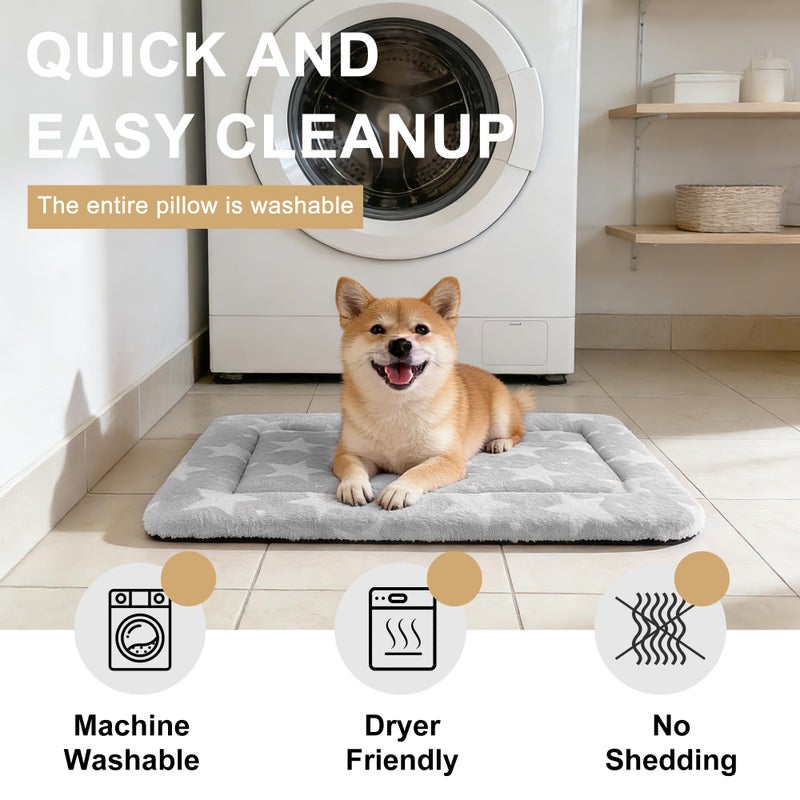 pobopobo Dog Bed Mat â€“ Soft & Comfortable Dog Kennel Pad for Crate â€“ Durable Crate Bed & Mat for Dogs & Cats â€“ Ideal for Crate, Kennel, and Home Use (Big&Little Stars Grey, S(24"*18"*1.5")) - Image 5