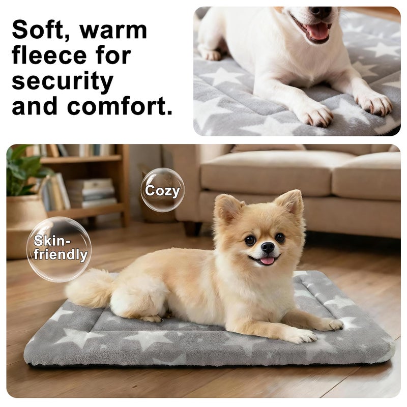 pobopobo Dog Bed Mat â€“ Soft & Comfortable Dog Kennel Pad for Crate â€“ Durable Crate Bed & Mat for Dogs & Cats â€“ Ideal for Crate, Kennel, and Home Use (Big&Little Stars Grey, S(24"*18"*1.5")) - Image 4