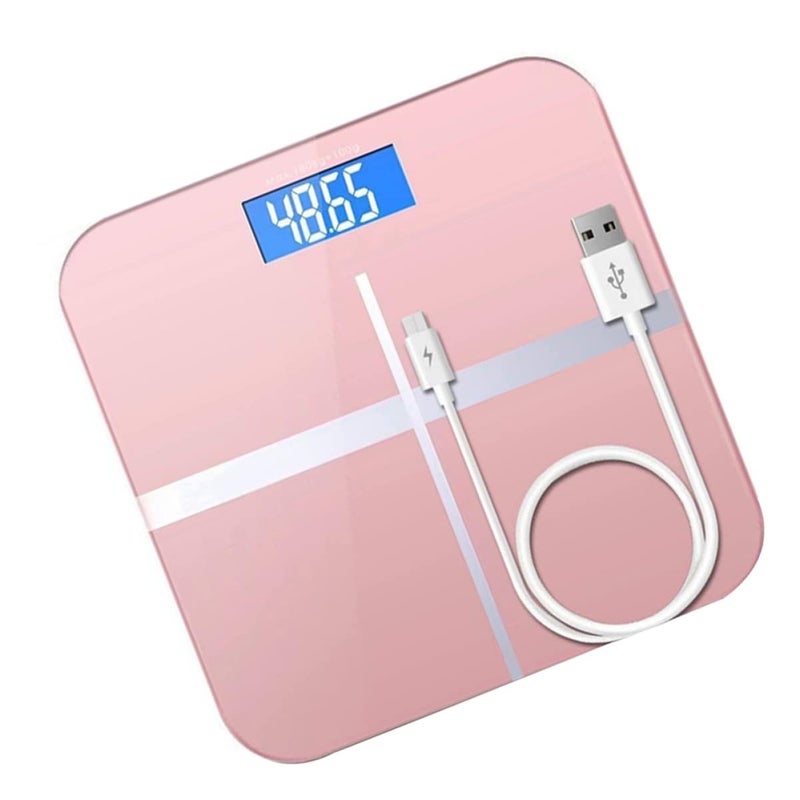 USB Rechargeable Smart Digital Body Weight Scale Rose Gold with LCD Display - Image 2