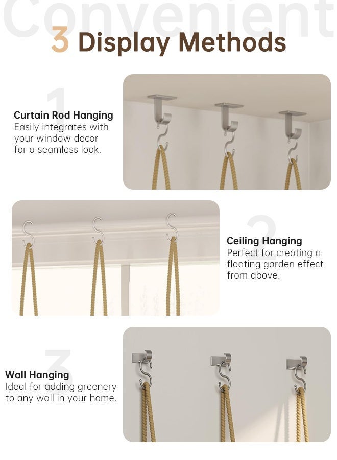فورثكان رف نباتات مُعلّق من الخشب بحبل من الجوت، تعليق جداري/سقفي، حامل نباتات بمظهر بوهيمي للتخزين والديكور داخل المنزل للشرفة وغرفة المعيشة - Image 5