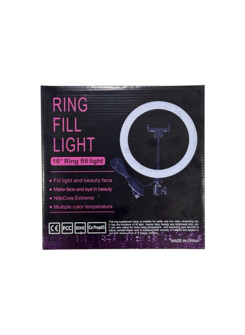 10" Ring Fill Light With Phone Holder For Selfie Live Streaming - Image 2