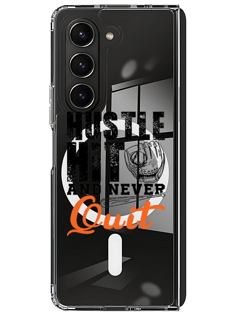 Theodor Magnetic Case for Samsung Galaxy Z Fold 5 Compatible with MagSafe Wireless Charging, Shockproof Phone Bumper Cover Hustle hit and never quit black - Image 1