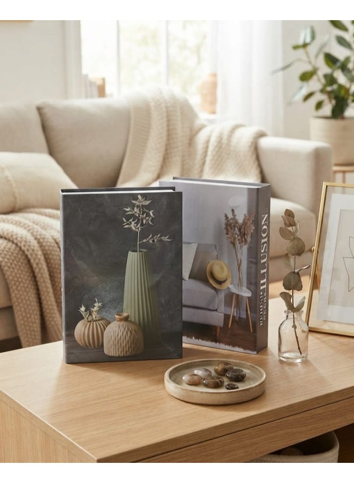 "Elegant Faux Home Decor Books are crafted with a distinctive aesthetic to serve as modern decor elements, perfect for beautifying your home or office environment.  These decorative books are ideal for enhancing surface areas such as coffee tables, hospitality tables, or library shelves, and can also be displayed on the floor for added artistic flair. Made of high-quality cardboard, they are lightweight and easy to handle, making them a cute and simple addition to any decor style.  The books feature clear prints that ensure longevity, and each comes with a soft-touch artistic cover available in various sizes and vibrant colors. They are designed to add beauty and character to any space, showcasing various artistic designs that complement your home decor beautifully." - Image 3