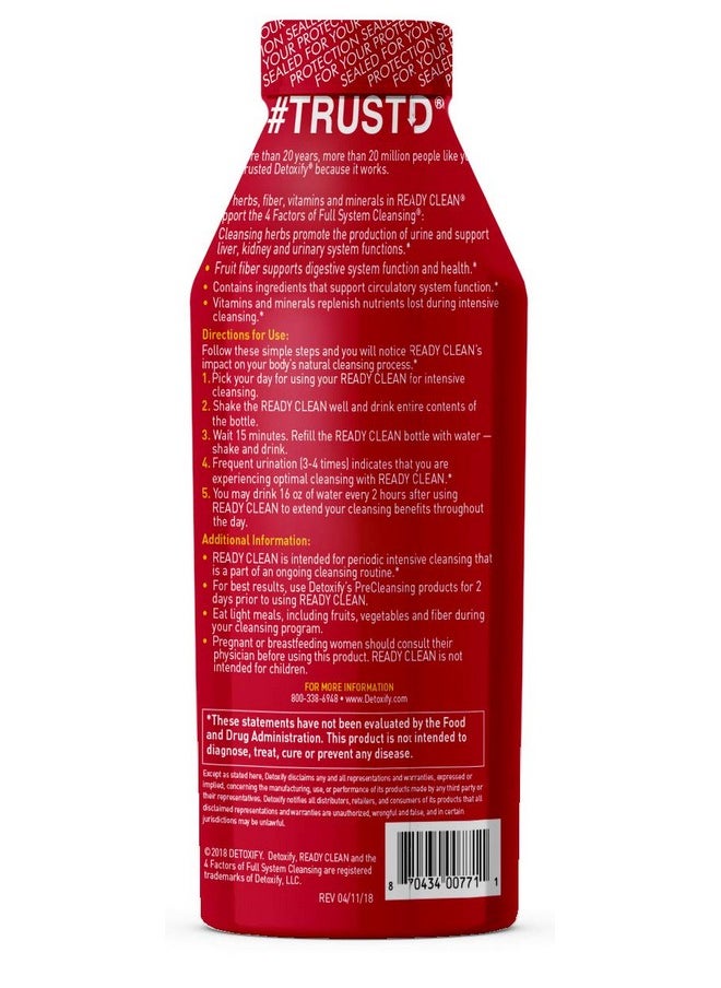Detoxify - Ready Clean Herbal Cleanse Grape 16 Oz Formulated Herbal Detox Drink Milk Thistle Seed Extract & Burdock Root Extract Plus Sticker - Image 1