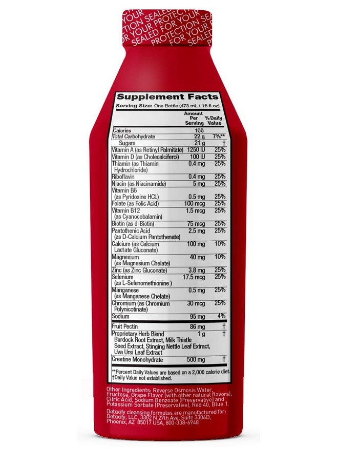 Detoxify - Ready Clean Herbal Cleanse Grape 16 Oz Formulated Herbal Detox Drink Milk Thistle Seed Extract & Burdock Root Extract Plus Sticker - Image 1