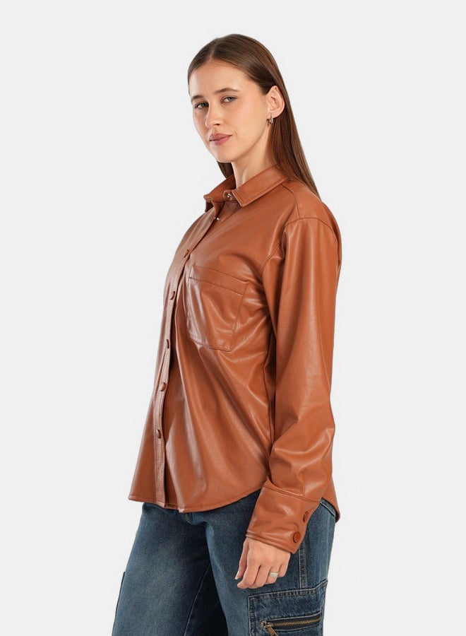 Clue Leather Shirt with Snap Closure - Image 2