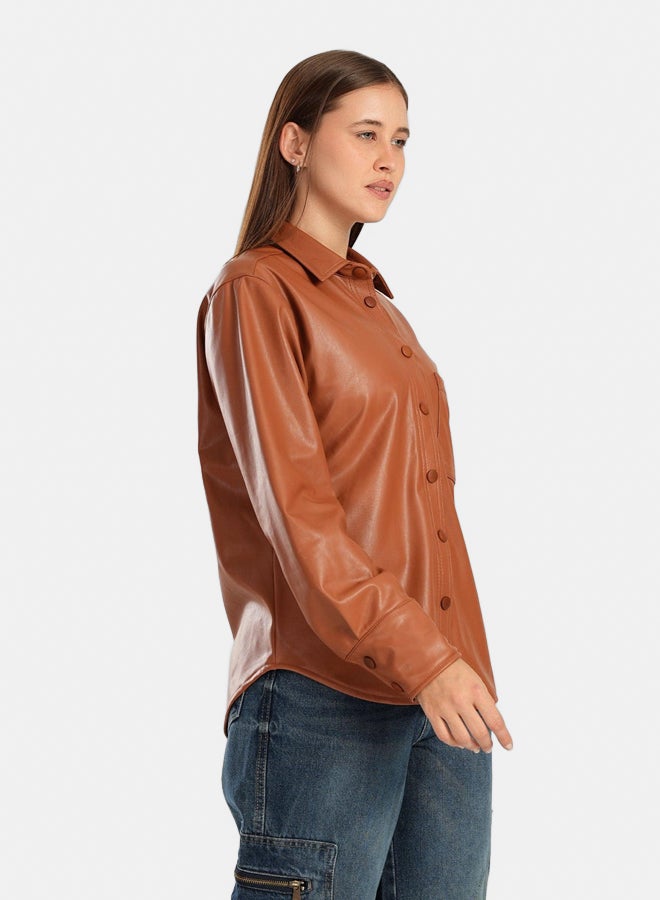 Clue Leather Shirt with Snap Closure - Image 3