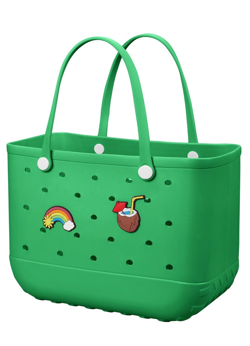 Baonat Beach Bag Rubber Tote Bag - Waterproof Travel Bag for Women Washable Tote Bag Handbag for Sports Beach Market Pool (Green, Large) - Image 1