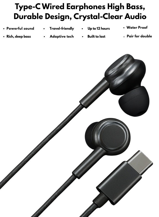 Type-C Wired Earphones with Deep Bass Boost, Rugged Build, Noise Isolation & Crystal-Clear Audio—Perfect for Music, Calls & Daily Use - Image 1