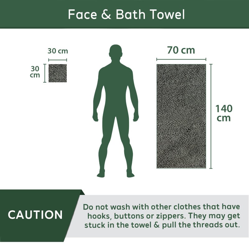 HEELIUM Bamboo Towel Set | 1 Bath & 2 Face Towel Combo | Super Soft & Antibacterial | 600 GSM - Image 3