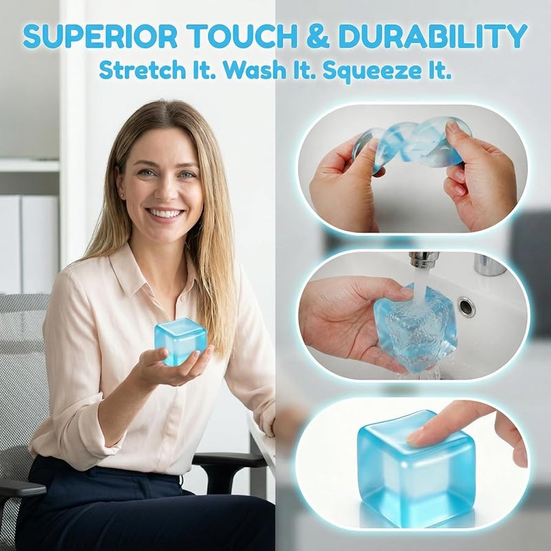 Bingcute Fidget Toys Squishy Stress Cube, Slow Rising Stress Balls for Adults Kids Squishies Anxiety Relief Squeeze Sensory Toys Gifts (Blue) - Image 4