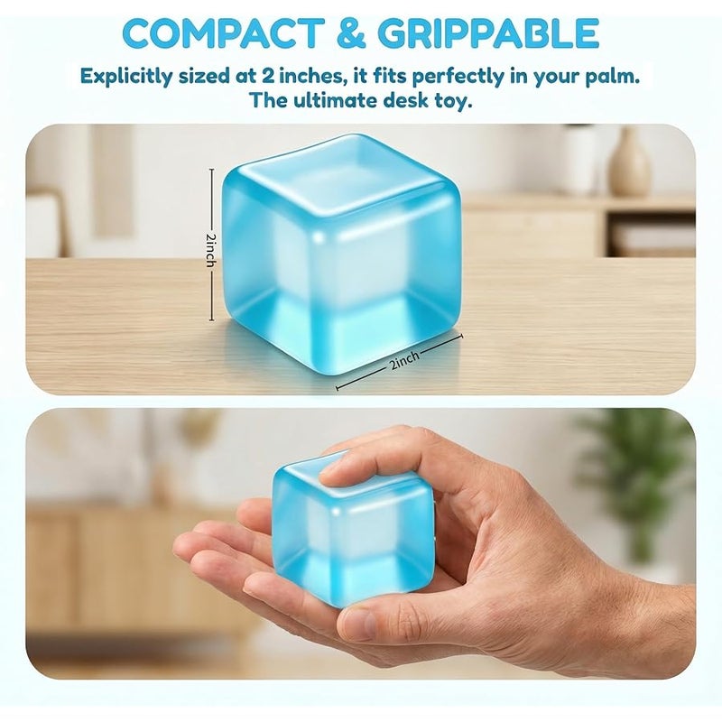 Bingcute Fidget Toys Squishy Stress Cube, Slow Rising Stress Balls for Adults Kids Squishies Anxiety Relief Squeeze Sensory Toys Gifts (Blue) - Image 5