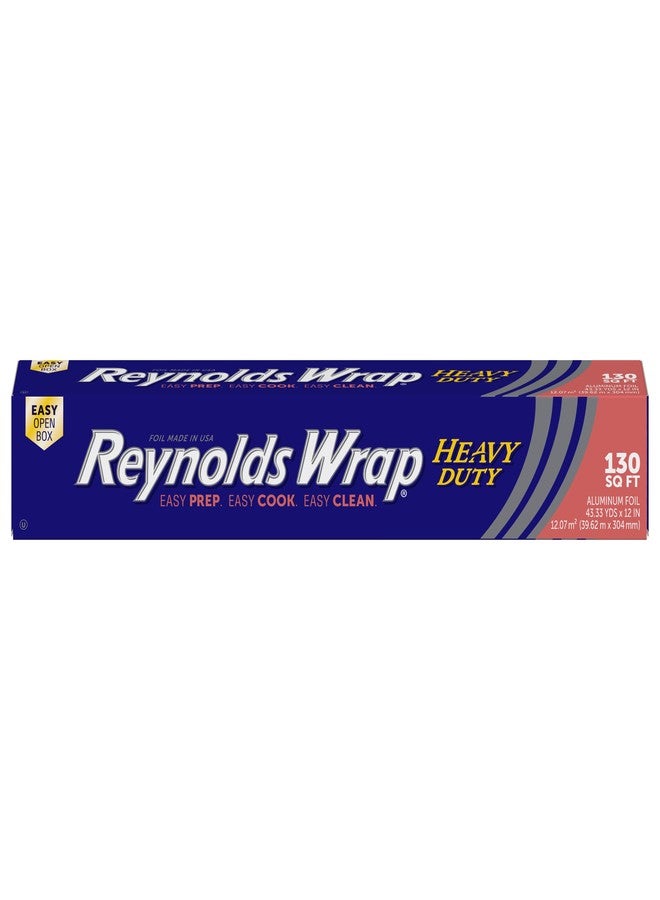 Reynolds Wrap Heavy Duty Aluminum Foil Roll, Thick Heavy Duty Foil for Added Strength and Durability, Secure Easy Open and Close Tab, 12 Inches Wide, 130 Sq. Ft. - Image 1