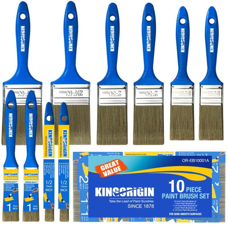 KINGORIGIN Paint Brush Set 10 Pack Paint Brush Chip Brush 05 1 15 2 25 Small Paint Brushes Bulk Paint Brushes for Walls and Home Decor