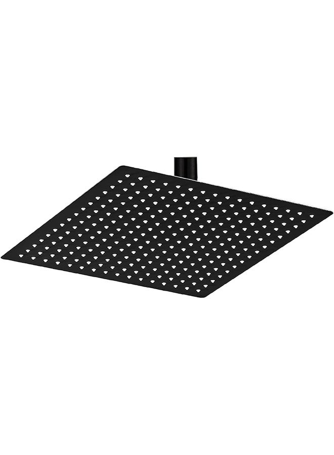 MIXDE 12 Inch Rain Shower Head, 12" Square Rainfall & High Pressure Stainless Steel Bath Showerhead, 1/16" Ultra Thin, Waterfall Full Body Coverage with Silicone Nozzle, Matte Black Finish - Image 1