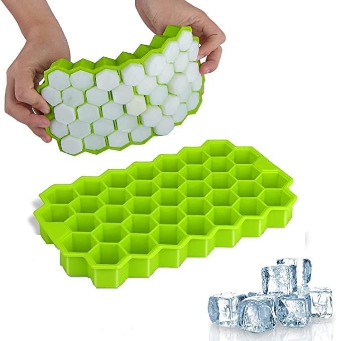 AUROXA Company Silicon Ice Cube Trays for Molds Fridge, Freezer, Whiskey Big Size Made of BPA Free Material. (Pack of 2) - Image 1