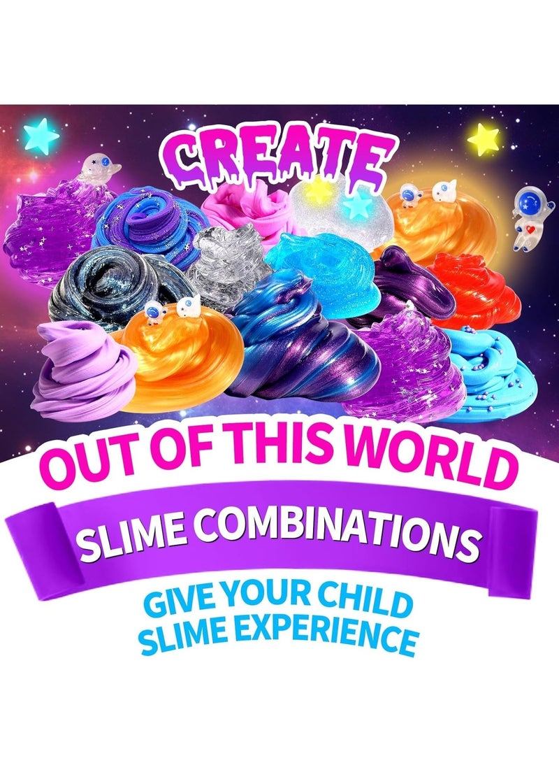 SIMDOW Mini Galaxy Slime Kit, with Glow in The Dark Stickers,Making Butter Slime, Dark Powder to Make Glitter & Galactic Slime, Stress Relief Toys, Party Favors for Kids, for Girls Boys 6 7 8 9 10 11 12 - Image 2