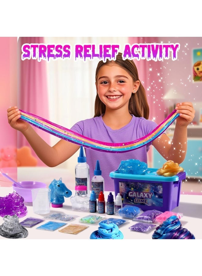 SIMDOW Mini Galaxy Slime Kit, with Glow in The Dark Stickers,Making Butter Slime, Dark Powder to Make Glitter & Galactic Slime, Stress Relief Toys, Party Favors for Kids, for Girls Boys 6 7 8 9 10 11 12 - Image 4