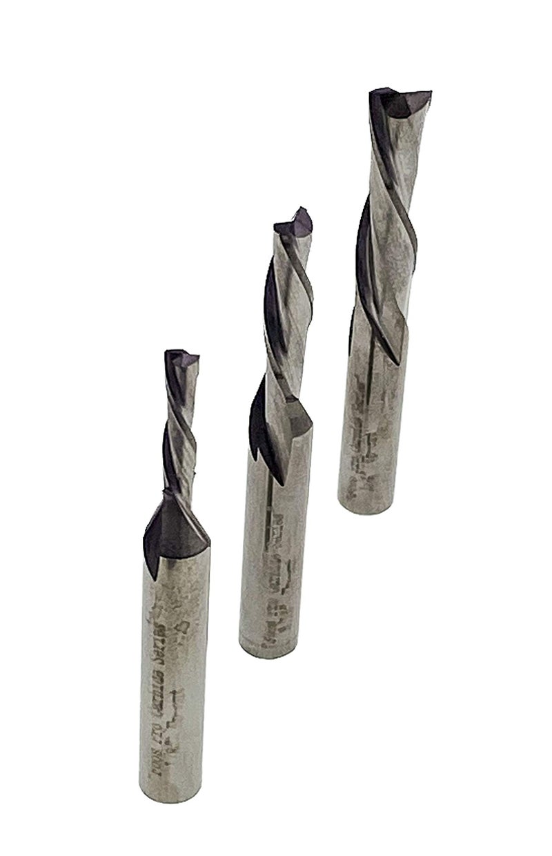 FOOS - Up Cut Spiral Router Bit Set - Solid Carbide - 1/4â€ Shanks - Veteran Owned (3pcs 1/4"; 3/16"; 1/8")