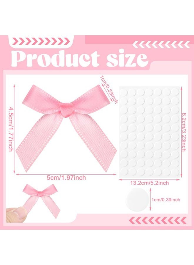 ProSuites 120 Pcs Mini Pink Bows for Crafts with Glue Dots, Small Satin Ribbon Bows for Gift Wrapping Cake Decorations Sewing Scrapbook Card Making Wedding Bow Party Decoration - Image 2