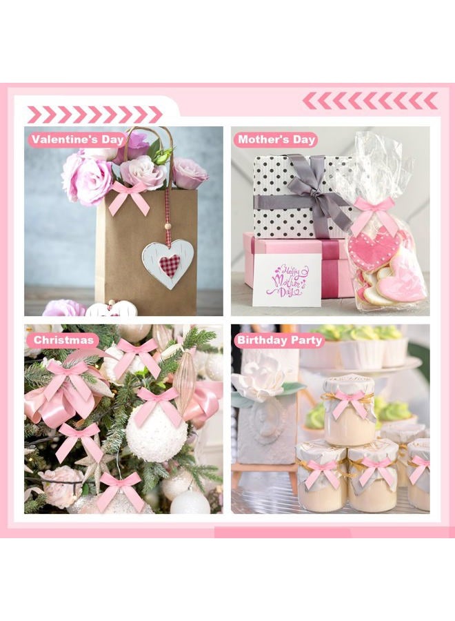 ProSuites 120 Pcs Mini Pink Bows for Crafts with Glue Dots, Small Satin Ribbon Bows for Gift Wrapping Cake Decorations Sewing Scrapbook Card Making Wedding Bow Party Decoration - Image 5