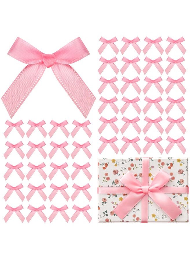 ProSuites 120 Pcs Mini Pink Bows for Crafts with Glue Dots, Small Satin Ribbon Bows for Gift Wrapping Cake Decorations Sewing Scrapbook Card Making Wedding Bow Party Decoration - Image 1