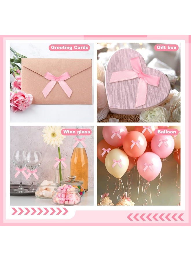 ProSuites 120 Pcs Mini Pink Bows for Crafts with Glue Dots, Small Satin Ribbon Bows for Gift Wrapping Cake Decorations Sewing Scrapbook Card Making Wedding Bow Party Decoration - Image 4