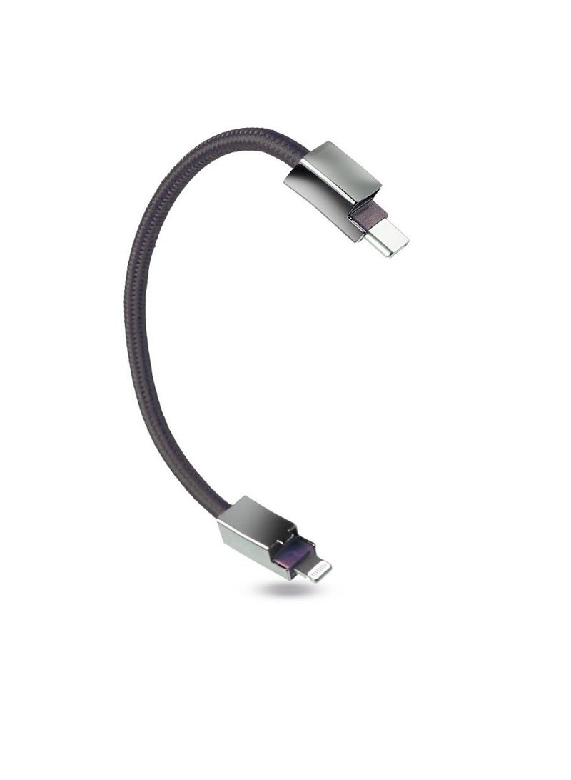 Black charging band with built-in Apple MFi-certified Lightning cable – Stylish fabric design with a metal magnetic clasp – Fast charging and data transfer - Image 3