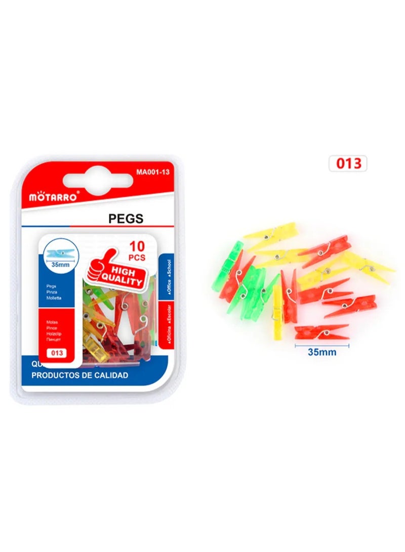 MOTARRO 10 Pcs Colorful Mini Plastic Pegs - 35mm Decorative Photo Clips for Crafts, Office, and School - MA001-13 - Image 2